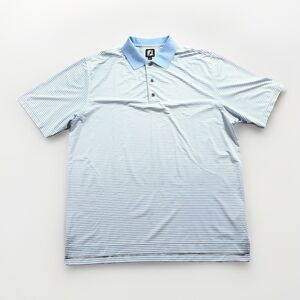 FootJoy‎ Golf Polo Short Sleeve Shirt  Size XL Baby Blue And White Stripes
